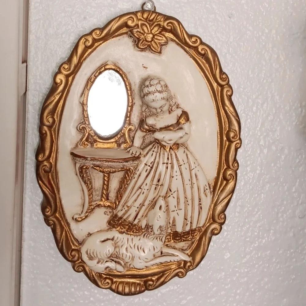 Vintage Gold and Cream Wall Plaque